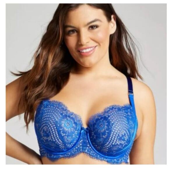 Cacique 40DD Sexy Lace Boost Balconette Bra Blue - Picture 1 of 9